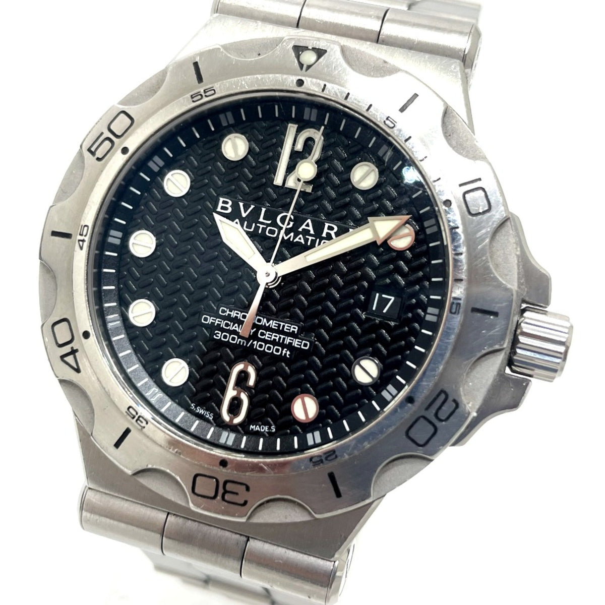 Gebrauchte Bvlgari DP42SSD Chronometer Automatik Datum Armbanduhr Silber 