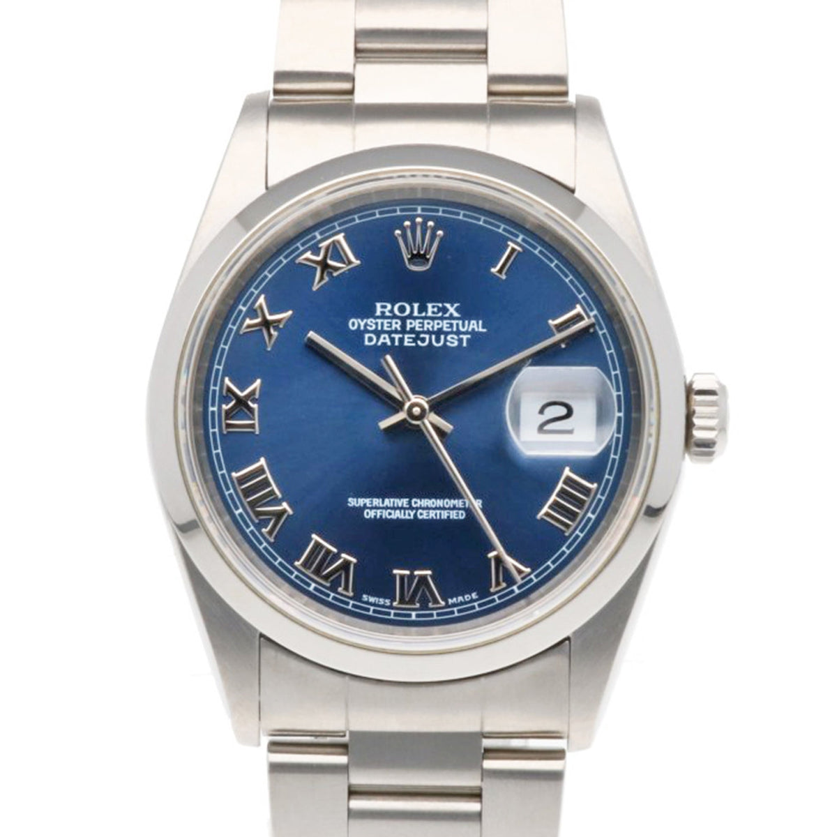 Pre-Owned Rolex Datejust Oyster Perpetual Wristwatch, Stainless Steel, 16200 Automatic Movement, Overhauled and Polished, U-serial, Men's, ROLEX, Roman Numerals