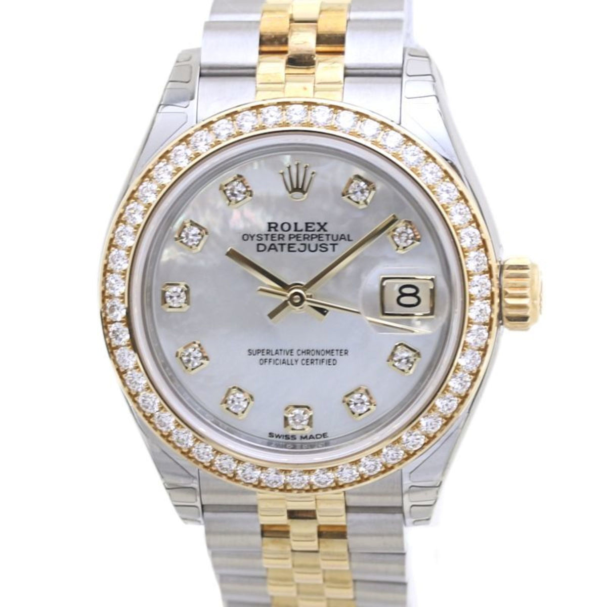 Gebrauchte ROLEX Rolex Datejust 28 Lünette Diamant 10P 279383RBR Zufallsnummer K18YG Gelbgold x Edelstahl Damen 40008 Uhr 