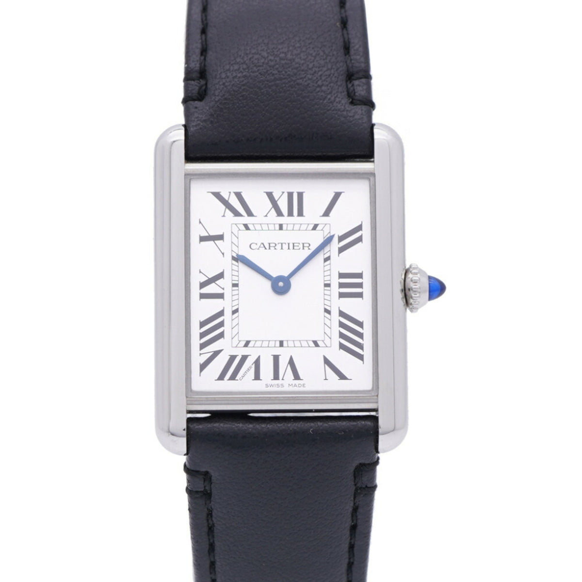 Gebrauchte Cartier Tank Must LM WSTA0059 Solar Quarzuhr Edelstahl/Leder Silbernes Zifferblatt 0038CARTIER Herren 