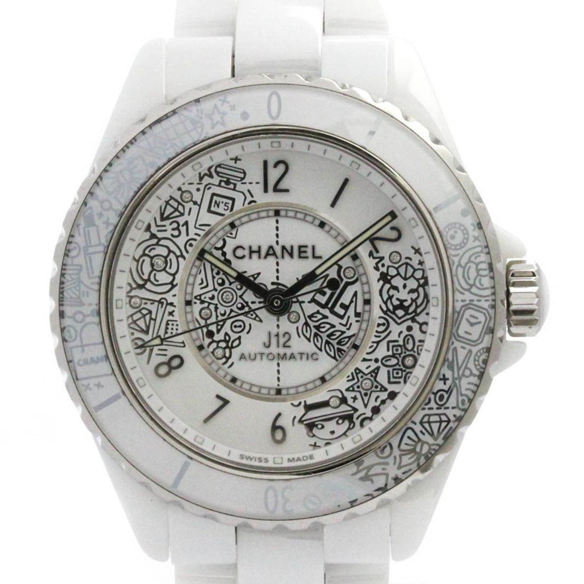 Pre-Owned CHANEL J12 Ceramic Automatic Mens Watch H6476 Polished