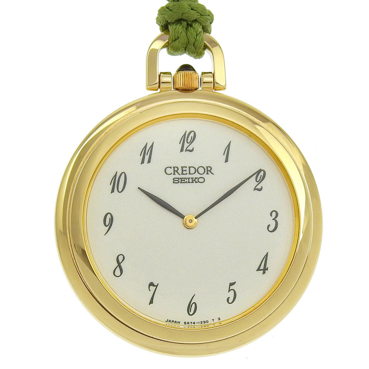 Gebrauchte, wie neue Seiko Credor 5A74 0670 Armbanduhr mit weißem Zifferblatt, 18KYG-Quarzbatterie, 30 mm, Herren-/Damen-Taschenuhr mit 2 Zeigern 