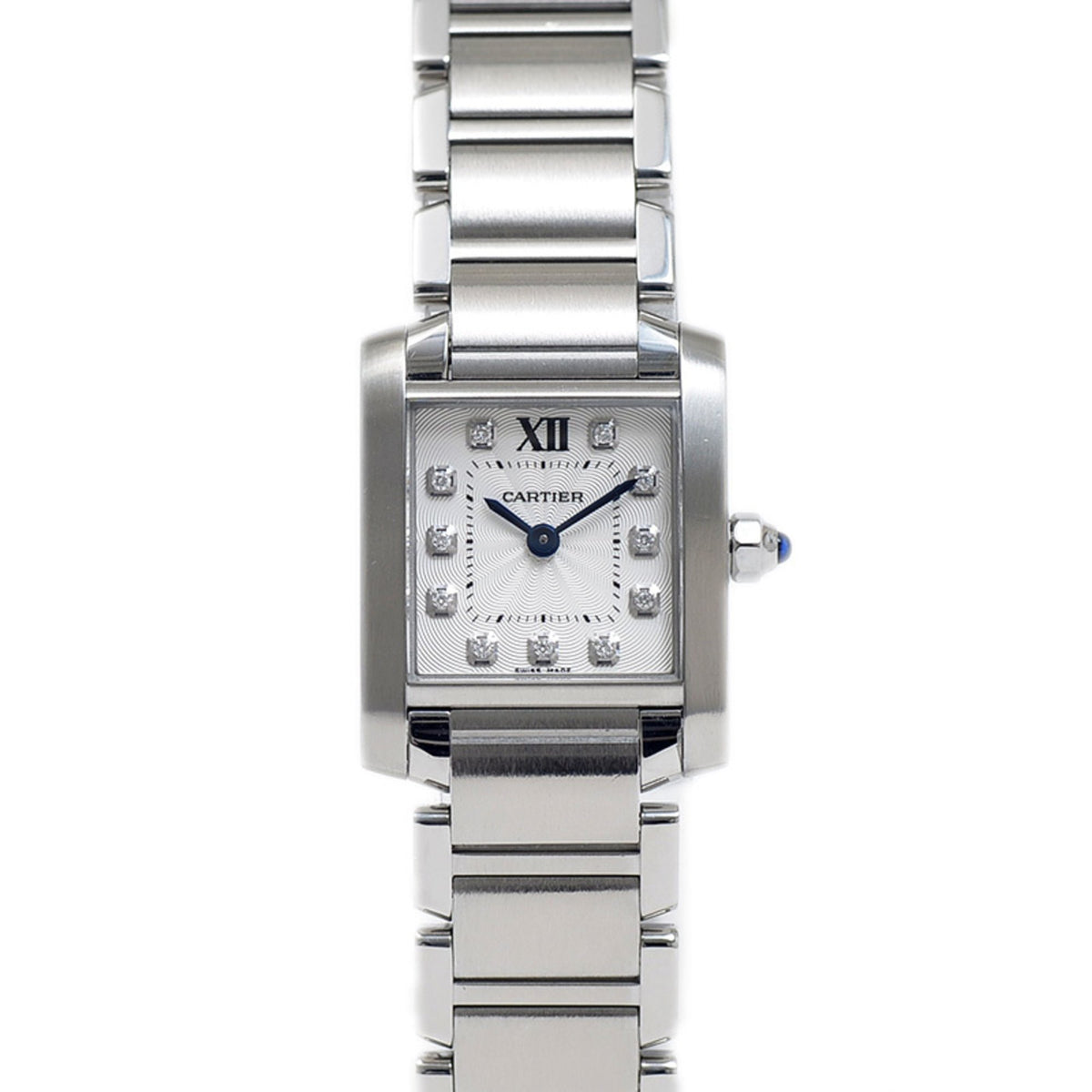 Gebrauchte Cartier Tank Francaise SM Uhr für Damen, silbernes Zifferblatt, 11P Diamanten, WE110006 BP 