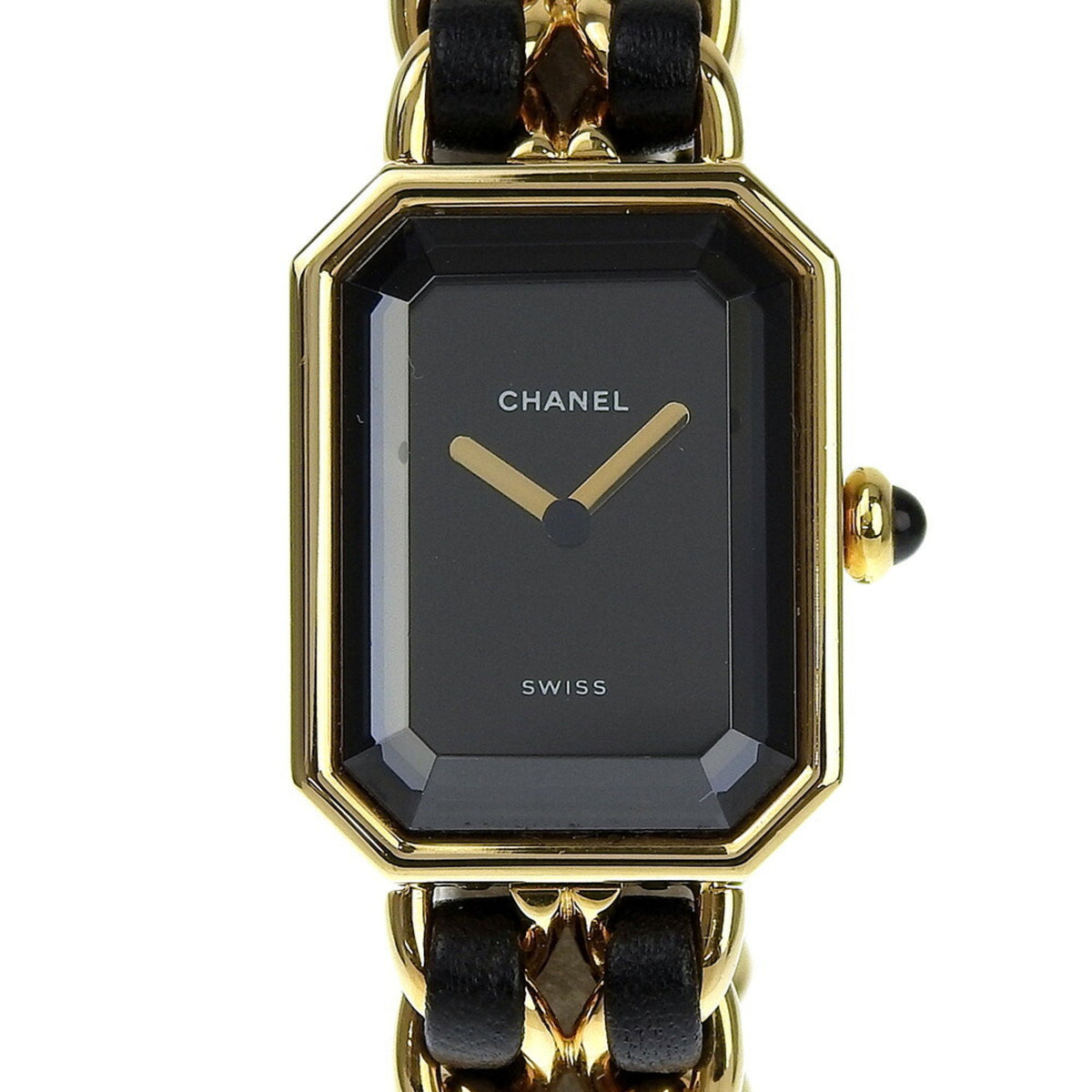 Gebraucht, wie neu, Chanel CHANEL Premiere H0001, schwarzes Zifferblatt, Uhr, GP, Leder, Quarz, Größe M, ca. 25 mm x 20 mm, Damen 