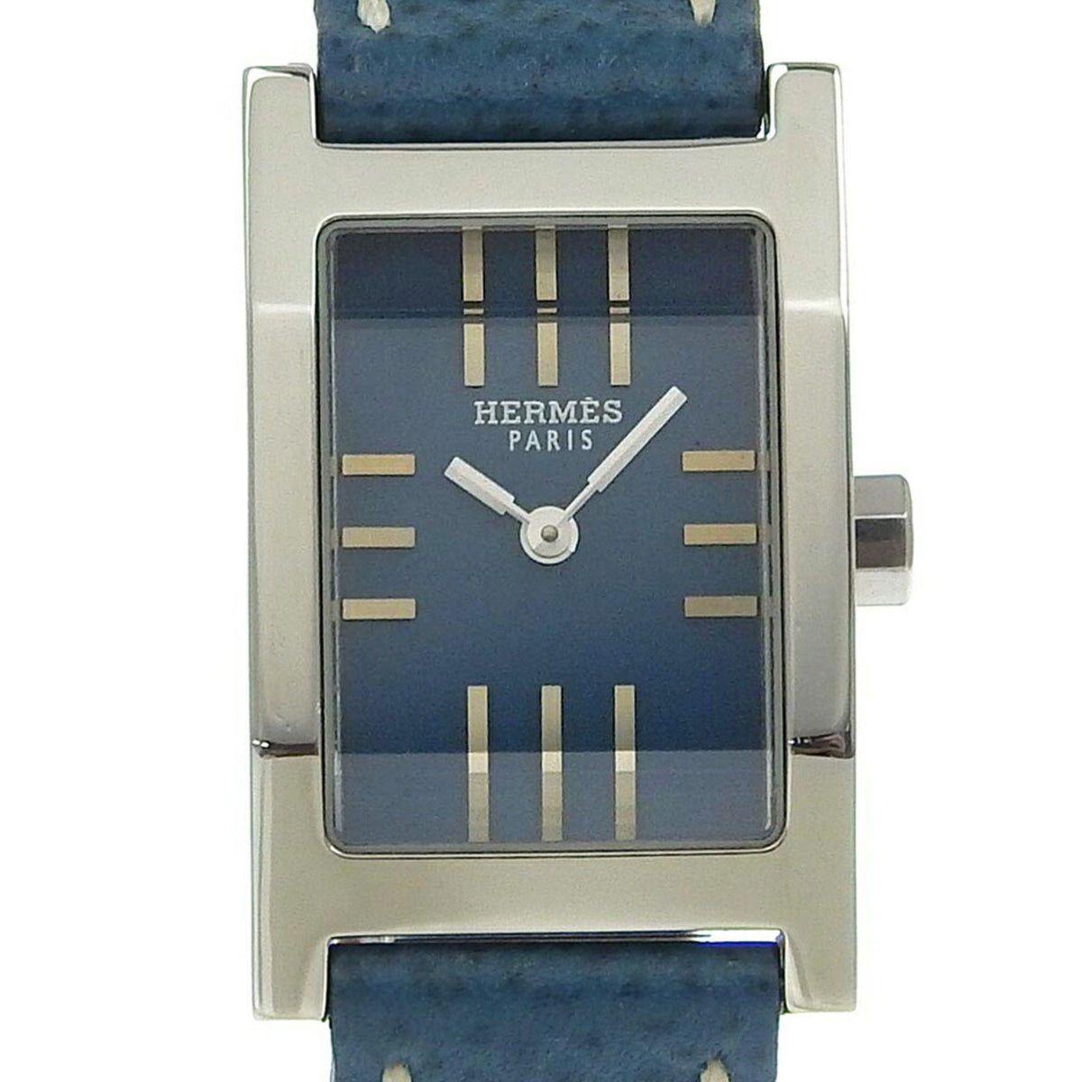 Gebrauchte Hermes HERMES Tandem Uhr TA1.210 Edelstahl x Leder ?G Quarz Analoganzeige Blaues Zifferblatt Damen I220823064 