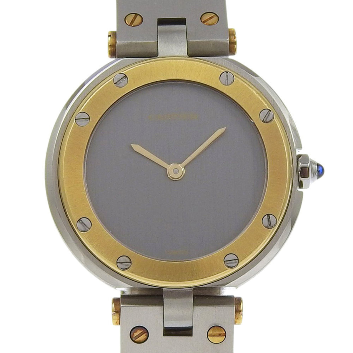 Pre-Owned Cartier Santos Vendome watch, caliber 859, stainless steel and 18K yellow gold, quartz movement, analog display, gray dial, for women.
