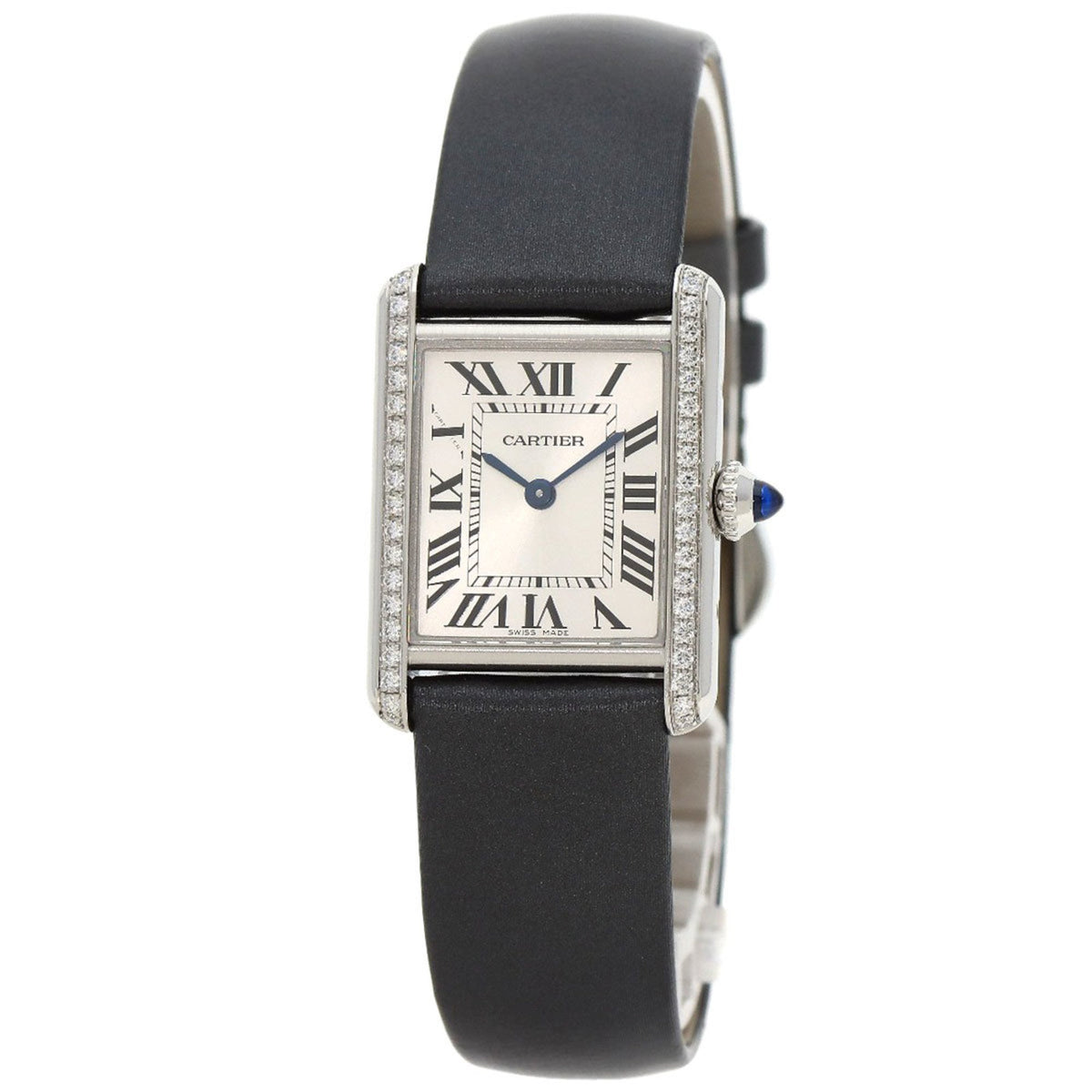 Pre-Owned Cartier Tank Must de W4TA0016 SM Watch in Stainless Steel and Leather for Women