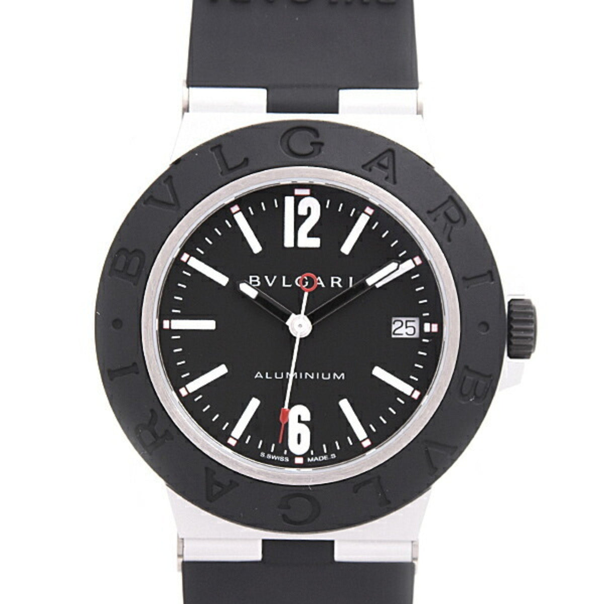 Gebrauchte Bvlgari Herrenuhr Aluminium Datum Automatik Schwarzes Zifferblatt AL BVLGARI BB40AT 