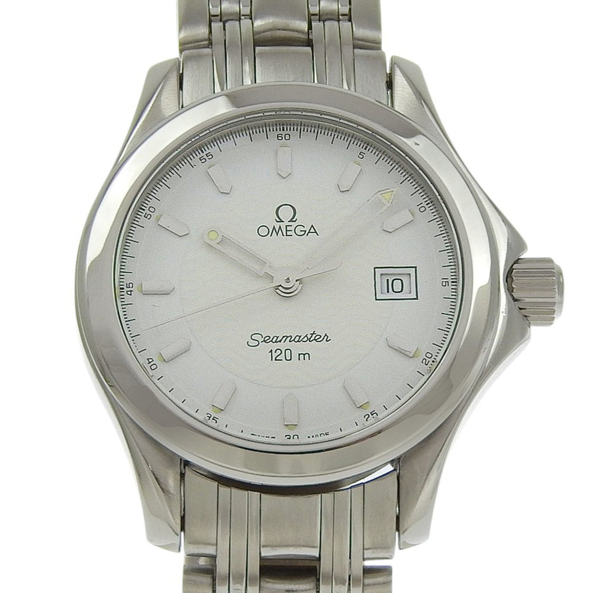 Pre-Owned OMEGA Seamaster 120M Watch 2571.21 Stainless Steel 1995 Quartz Analog Display White Dial Women's