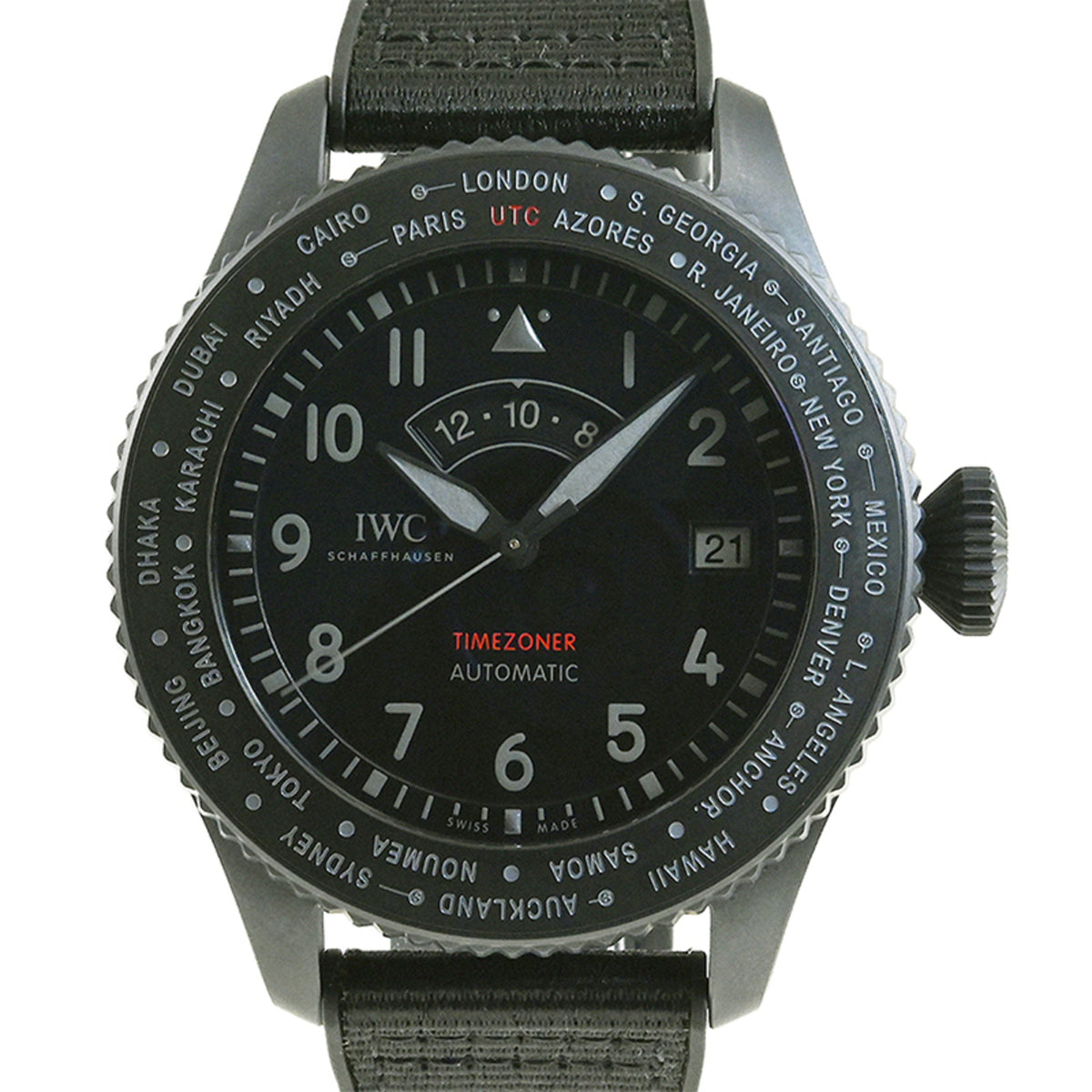 Gebrauchte IWC Fliegeruhr Timezoner Top Gun Ceratanium IW395505 