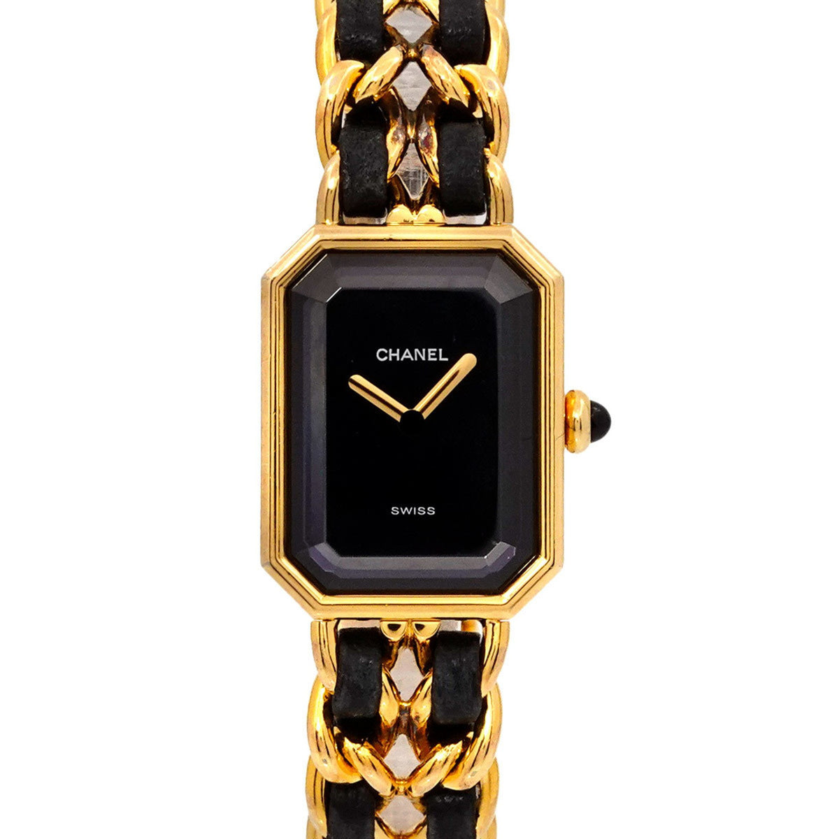 Gebrauchte CHANEL Premiere L Größe H0001 Damenuhr Schwarz Gold Quarz 