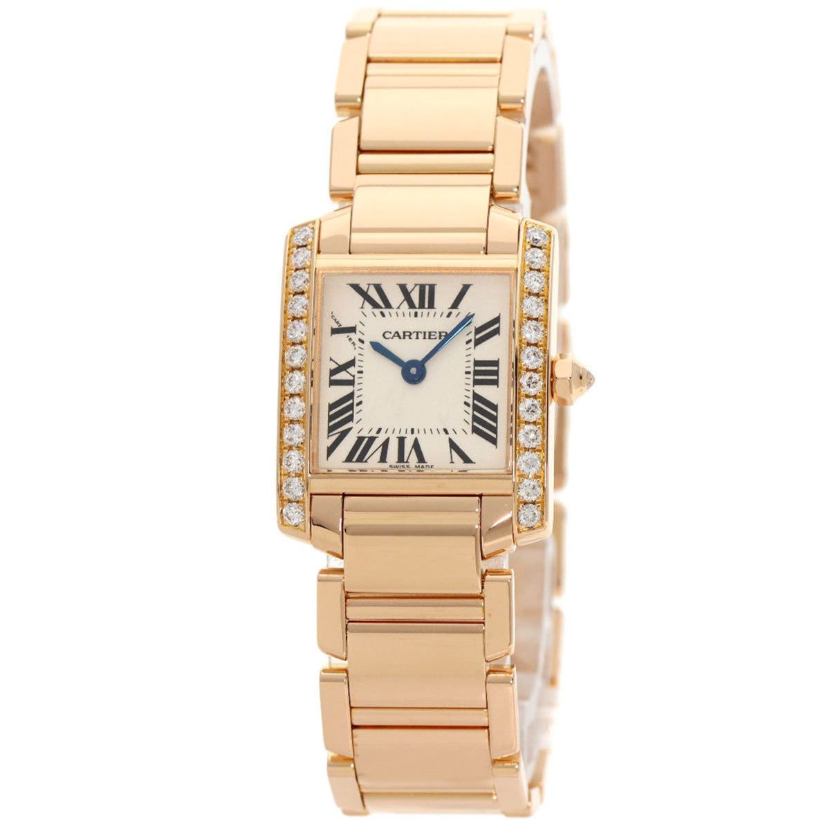 Gebrauchte Cartier WE1001R8 Tank Francaise SM Diamantuhr K18 Rotgold K18PG Damen 