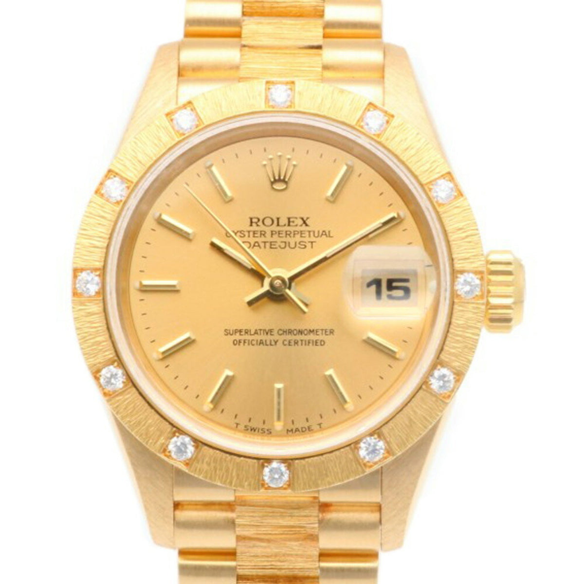Pre-Owned Rolex Datejust Oyster Perpetual Watch, 18K Gold, 69288, Automatic, Overhauled, Refinished, W-Number, Women's, with Bark Bezel