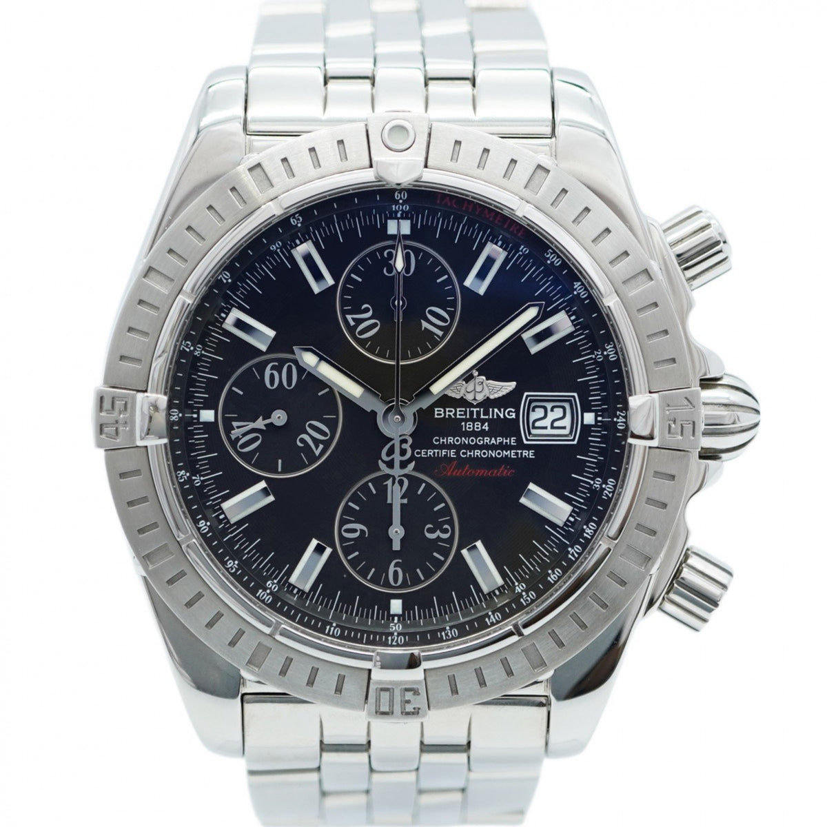 Gebrauchte Breitling Chronomat A13356 Herrenuhr mit schwarzem Zifferblatt 