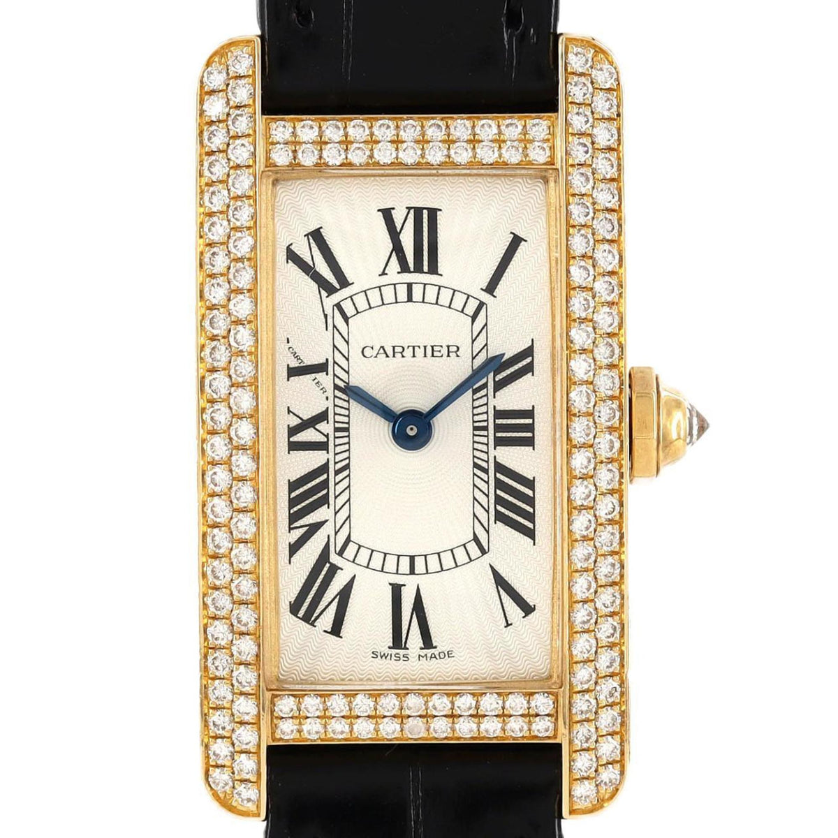 Gebrauchte Cartier Tank American SM YG Cross 2D Quarzuhr 