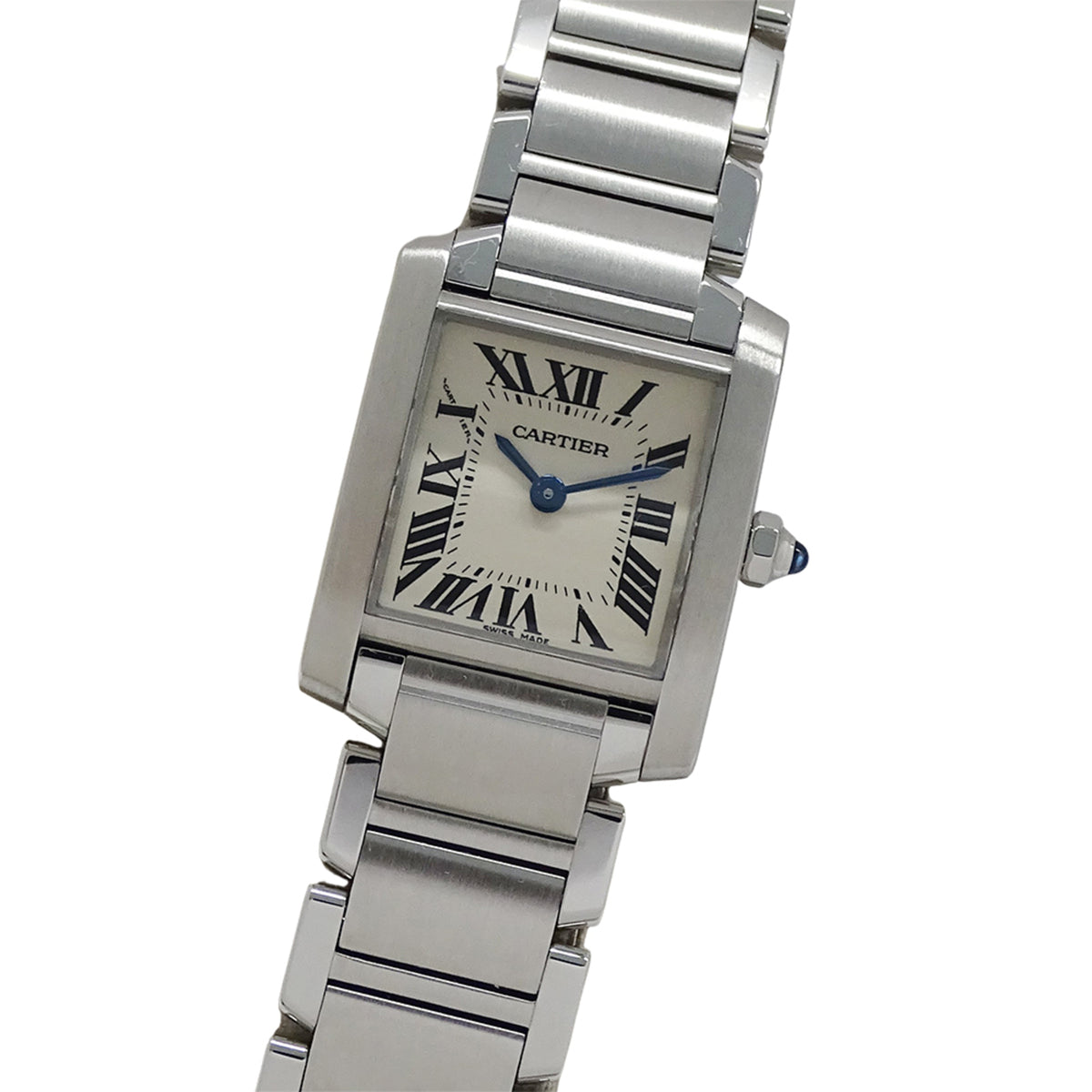 Pre-Owned Cartier Tank Fran?aise Women's Watch, Small Quartz, Stainless Steel, W51008Q3, Silver/Ivory, Polished