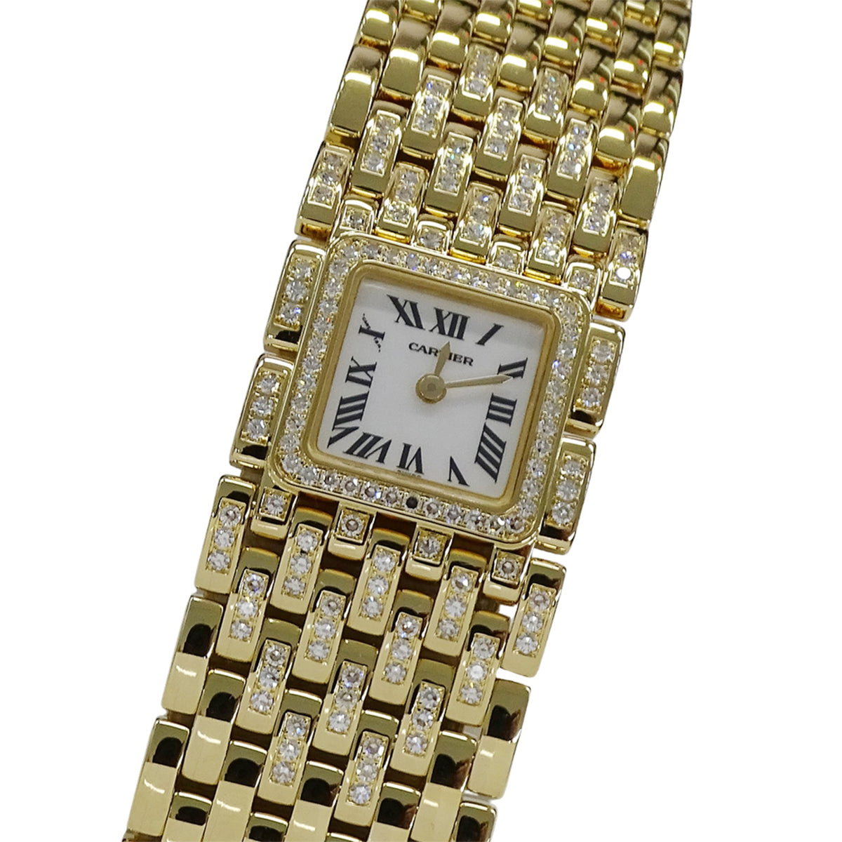 Pre-Owned Cartier Women's Panth?re Ribbon Watch, LM, Diamond, Shell, Quartz Movement, QZ 750YG, 18K Solid Gold, Polished, WG3009TA