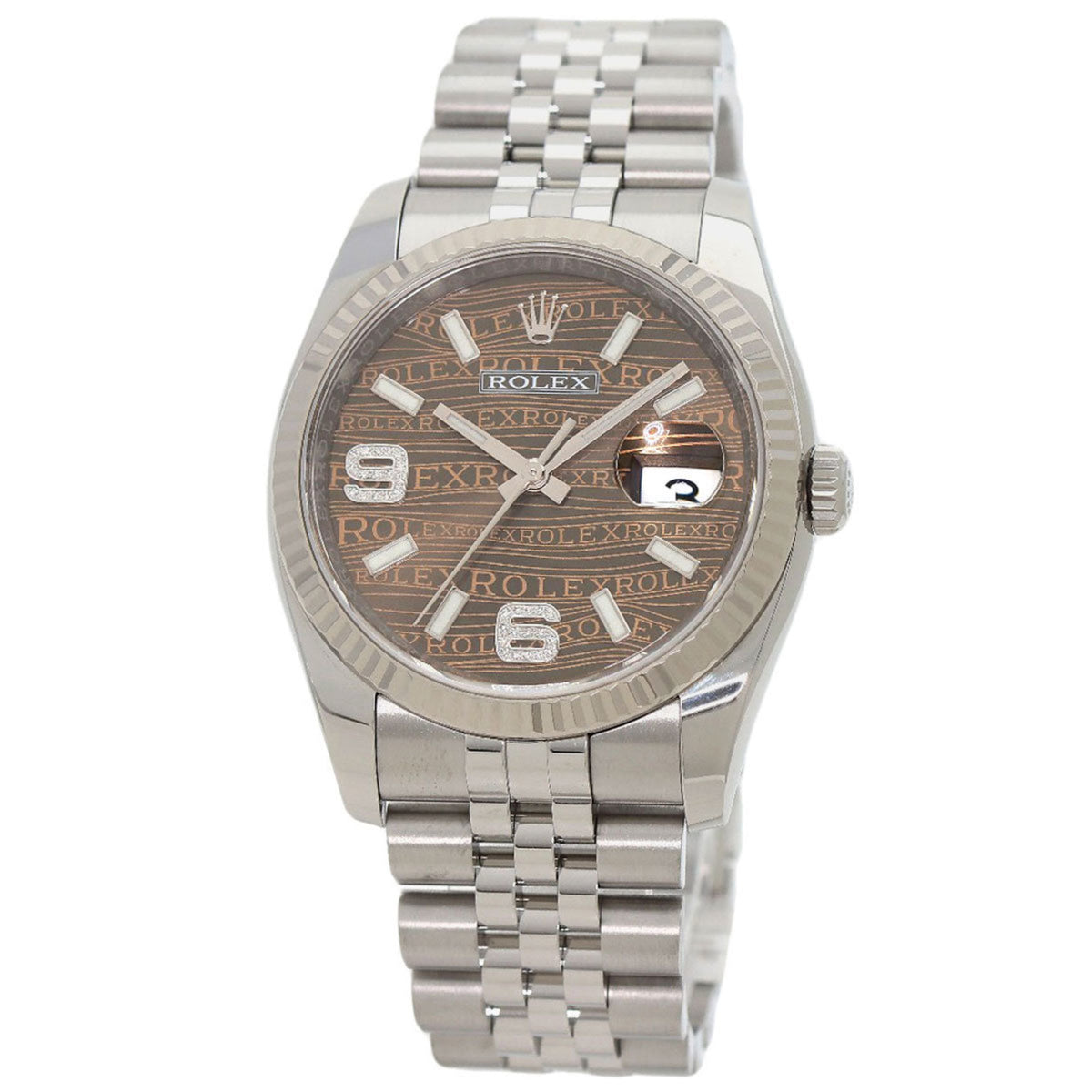 Gebrauchte Rolex 116234 Datejust 36 Brown Wave 69 Diamant Uhr Edelstahl/SS/SSxK18WG Herren ROLEX 