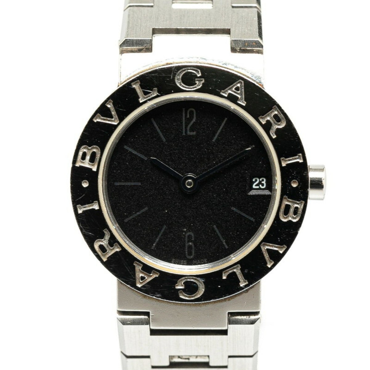Gebrauchte BVLGARI Uhr BB23SS Quarz Schwarzes Zifferblatt Edelstahl Damen 