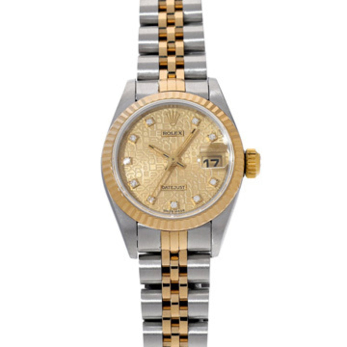 Pre-Owned Rolex Datejust 69173G S-serial (manufactured circa 1993) with 10 diamonds, Champagne Gold Computer/Diamond Women's Automatic Watch