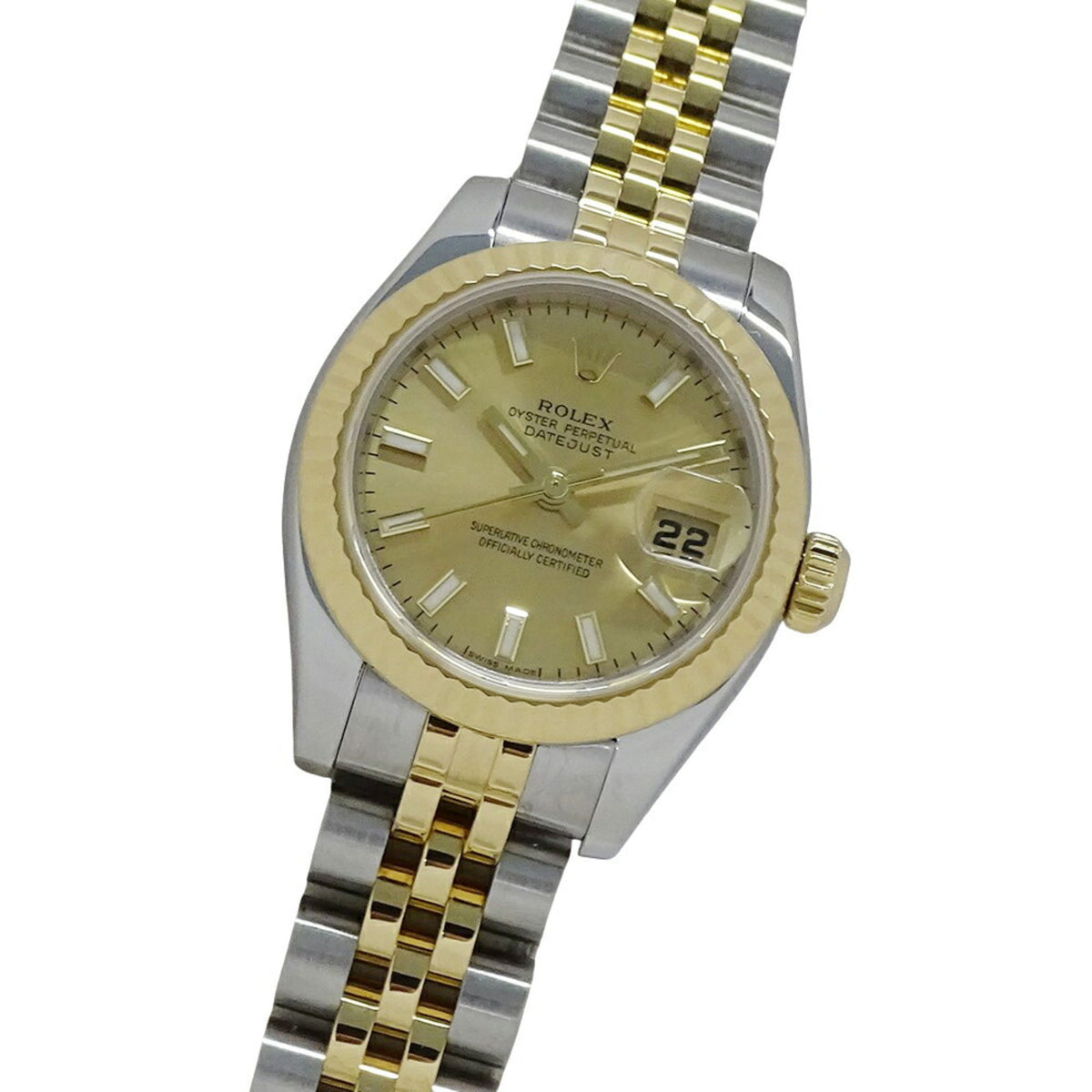 Gebrauchte Rolex ROLEX Datejust 179173 F-Serie Uhr für Damen, Automatik, AT, Edelstahl, SS, Gold, YG, Kombination, weiß, poliert 