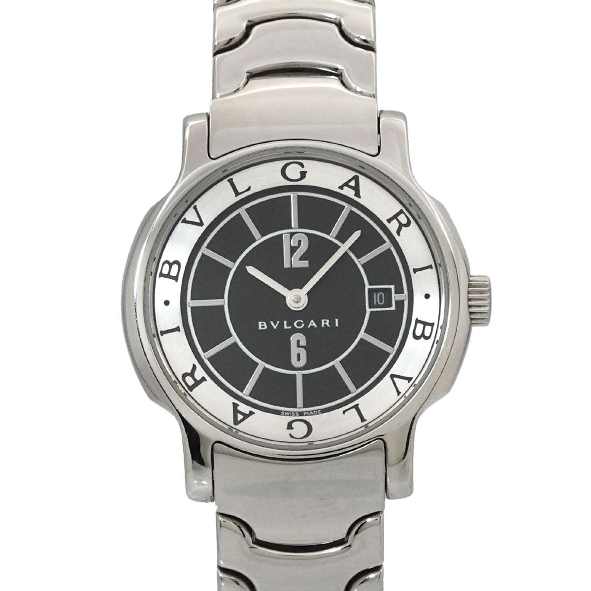 Pre-Owned BVLGARI Solo Tempo ST29S Women's Watch with Date, Black Quartz Movement