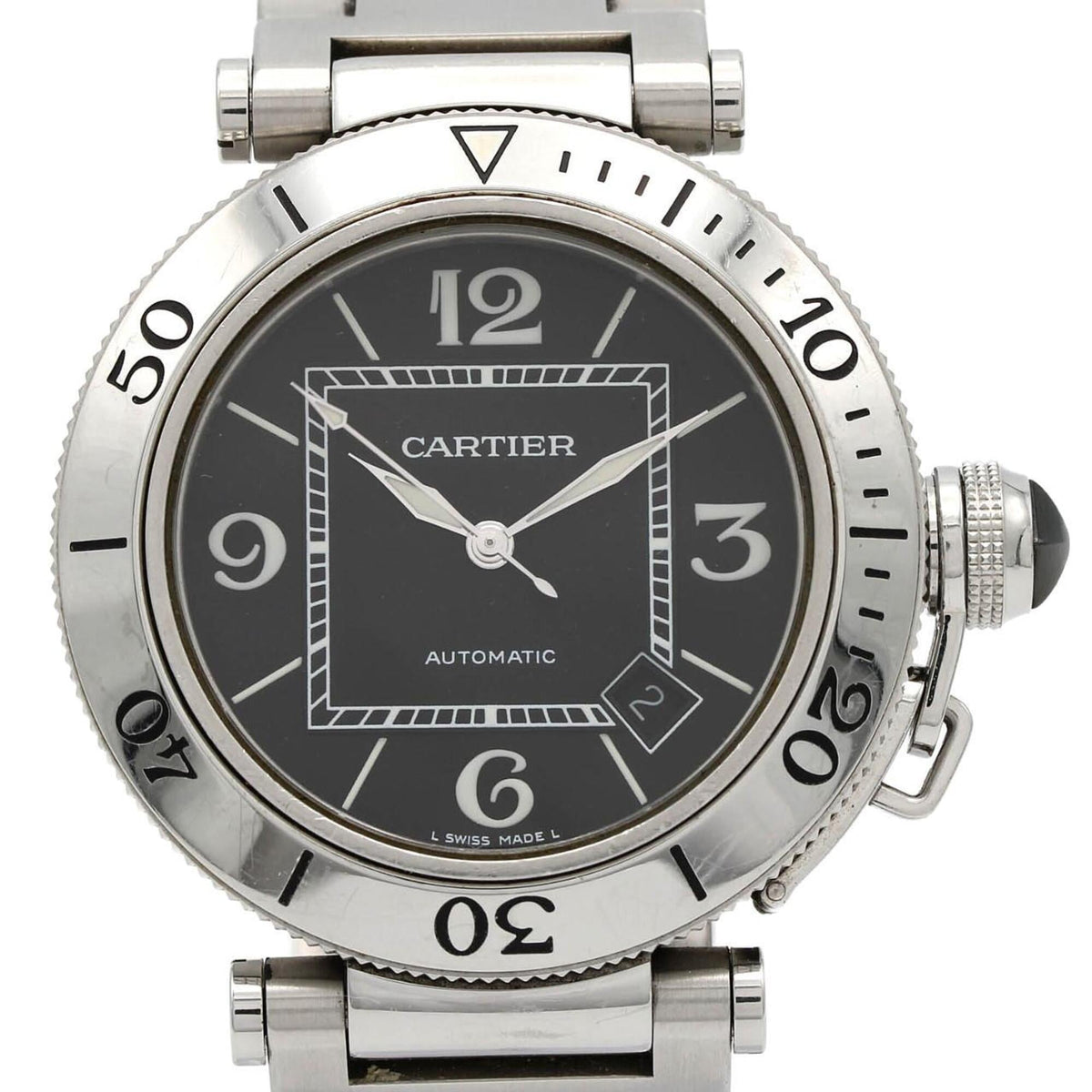 Pre-Owned Cartier Pasha Seatimer W31077M7 Stainless Steel Automatic Watch