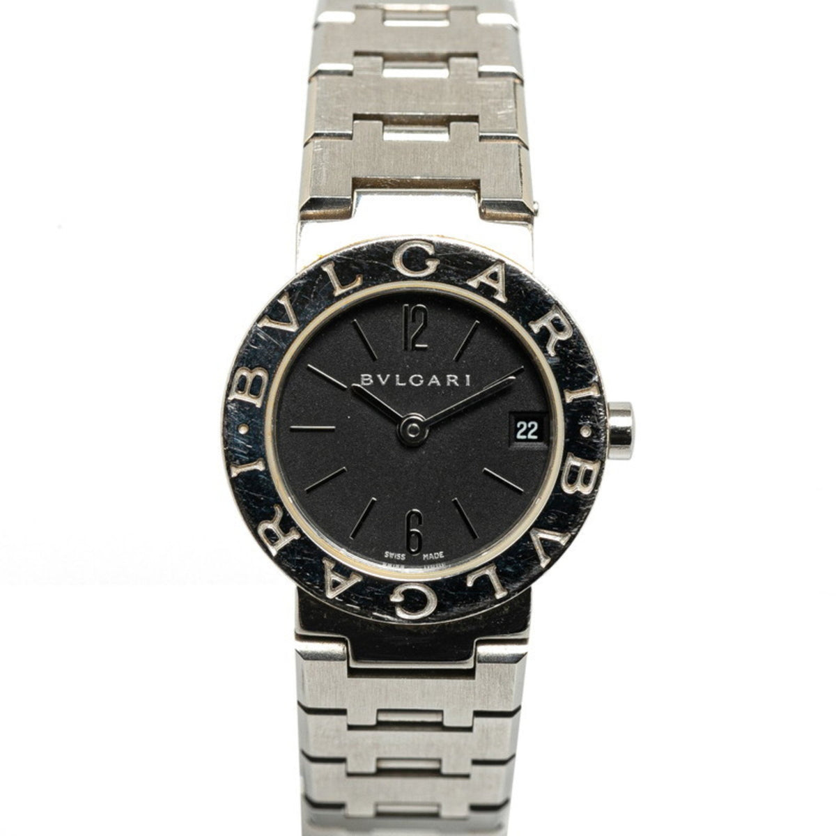 Gebrauchte BVLGARI Uhr BB23SS Quarz Schwarzes Zifferblatt Edelstahl Damen 