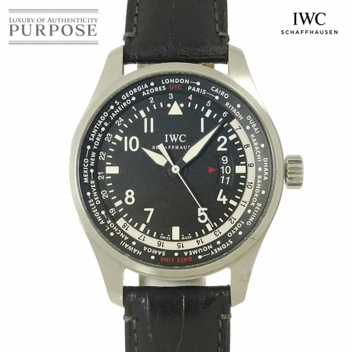 Pre-Owned IWC Pilot's Watch Worldtimer IW326201 Men's with Date Display, Black, Automatic Movement, International Company, Pilot