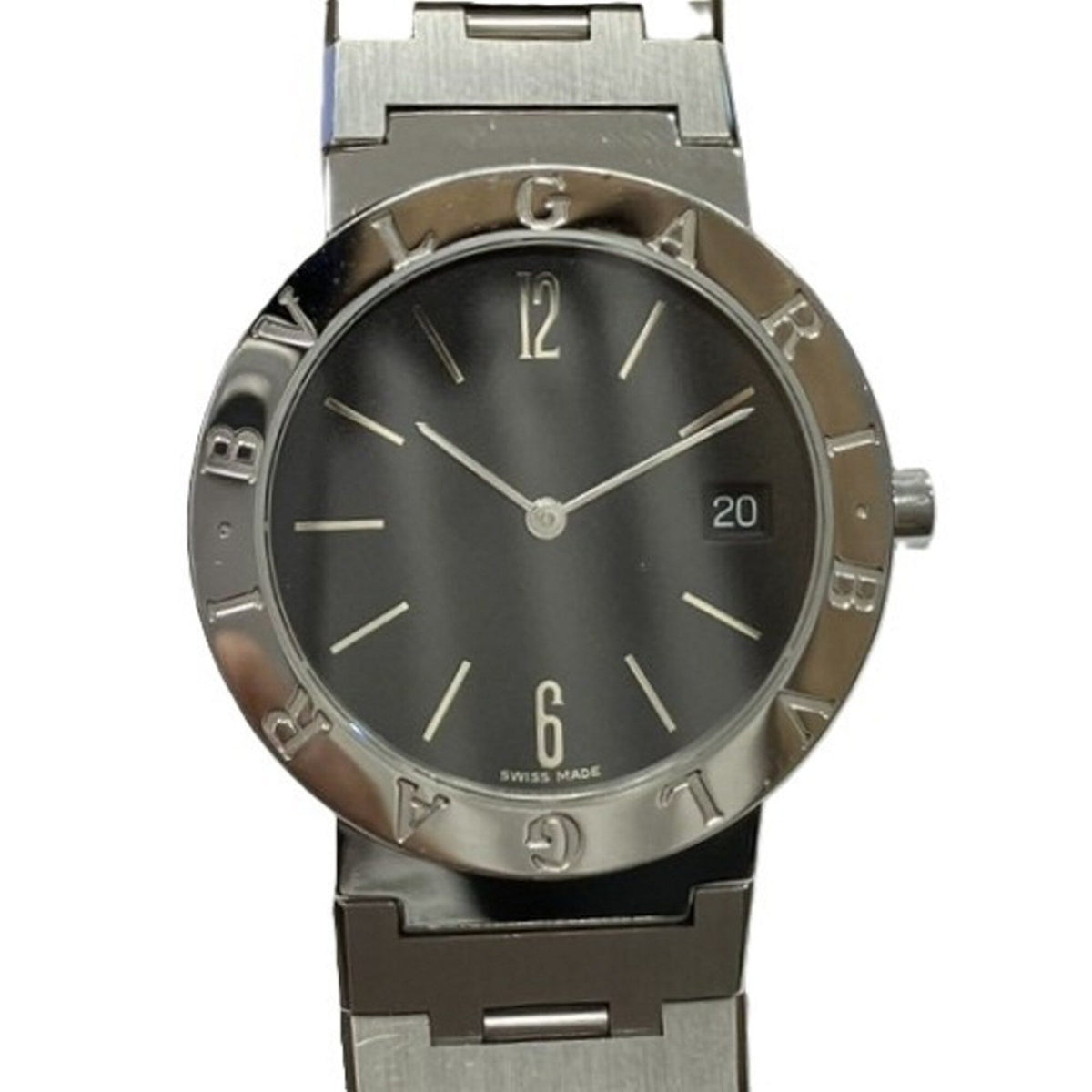Pre-Owned Bvlgari watch, total weight 78.8g, stainless steel, quartz movement, black dial, BB33SSD