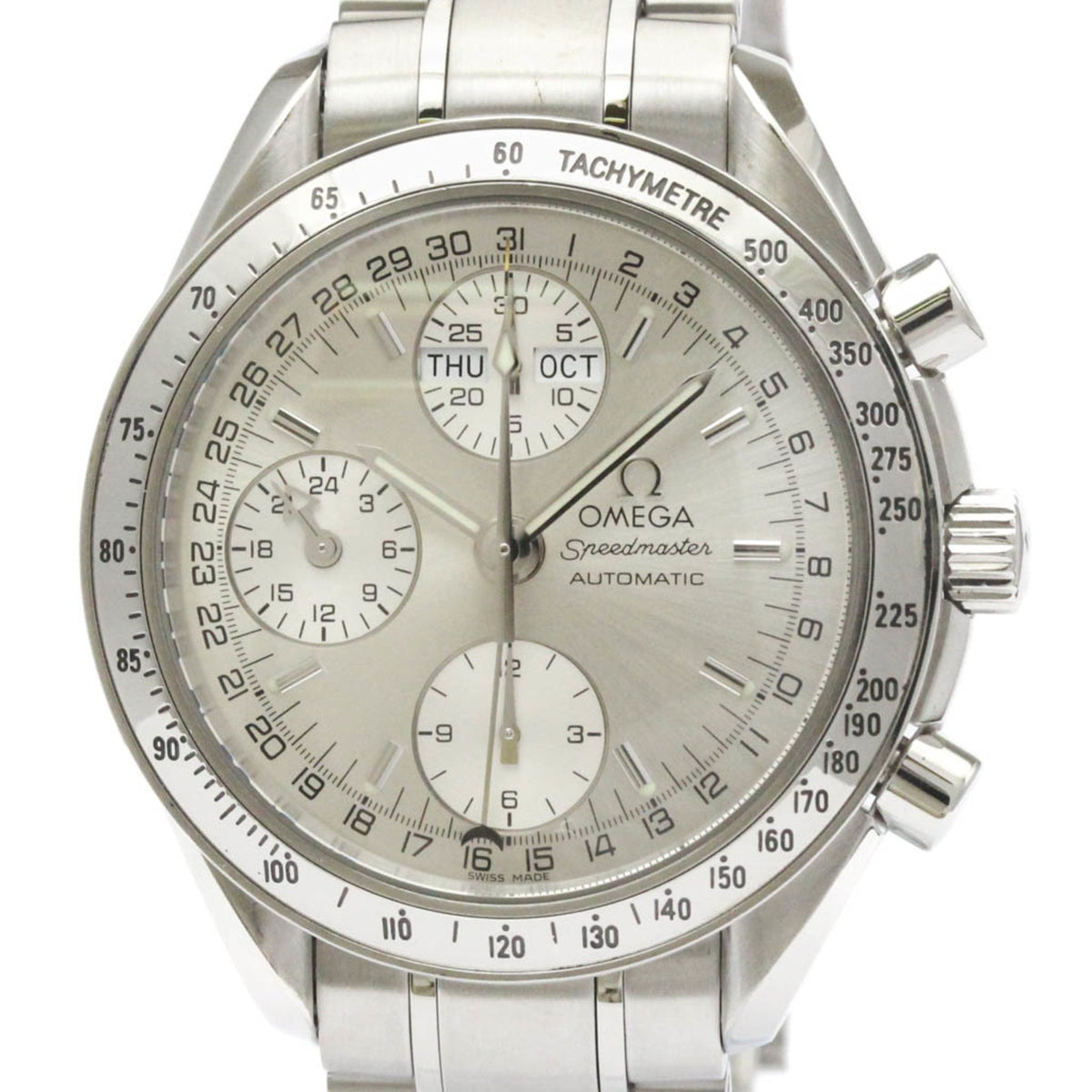 Pre-Owned OMEGA Speedmaster Triple Date Steel Automatic Watch 3523.30 Polished
