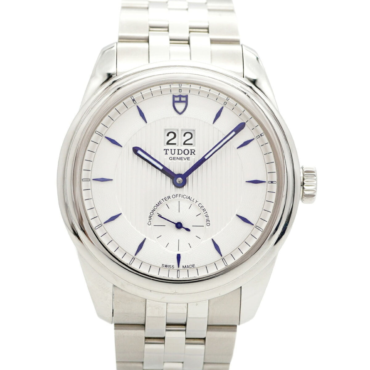 Pre-Owned Tudor Glamour Double Date 57100 Silver Dial Men's Watch