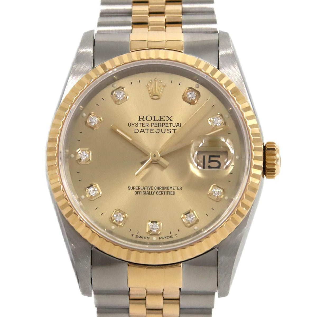 Gebrauchte Rolex Datejust 16233G SSxYG Automatikuhr mit Seriennummer