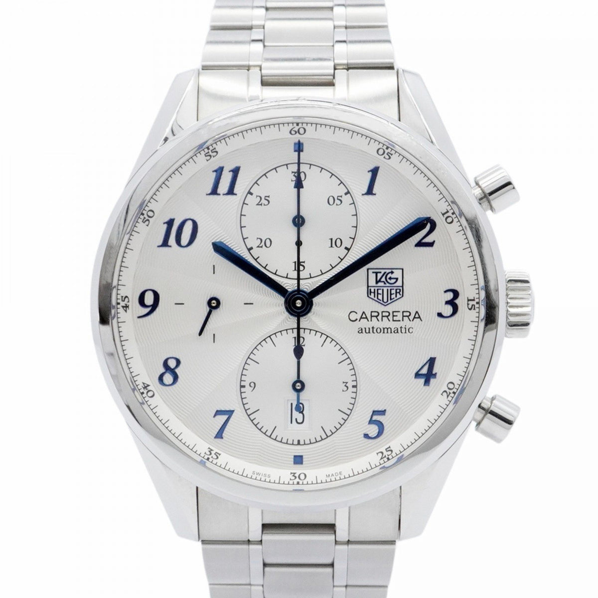 Gebrauchte TAG Heuer Carrera CAS2111 Herrenuhr mit silbernem Zifferblatt 
