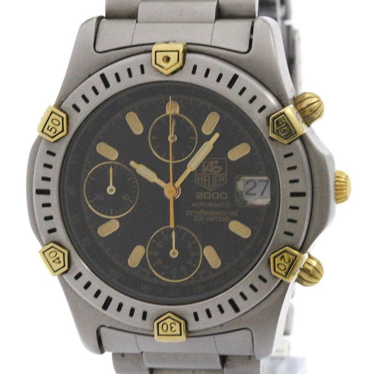 Pre-Owned TAG HEUER 2000 Chronograph Gold Plated Steel Automatic Mens Watch 165.306