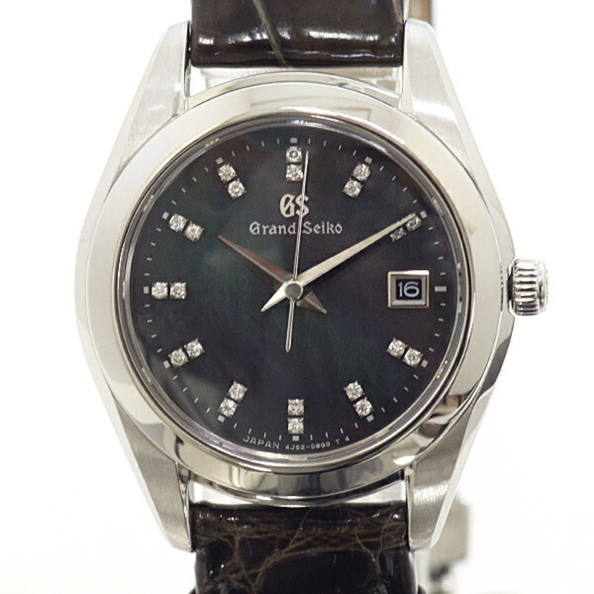 Gebrauchte SEIKO Grand Seiko Herrenuhr STGF297, schwarzes Muschelzifferblatt, Diamant-Quarz-Finish, F-04555 