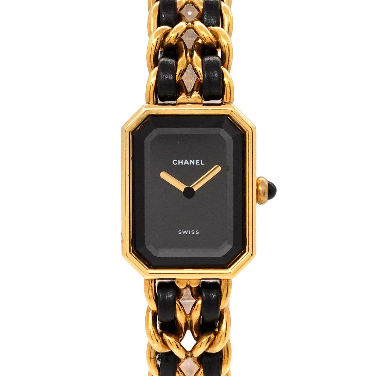 Gebrauchte CHANEL Premiere L Größe H0001 Damenuhr Schwarz Gold Quarz 