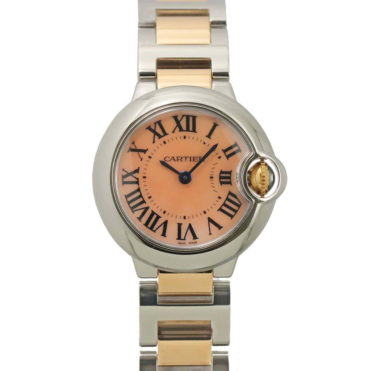 Pre-Owned Cartier Ballon Bleu SM 28mm Two-Tone W6920034 Women's Watch Pink Shell PG Gold Quartz