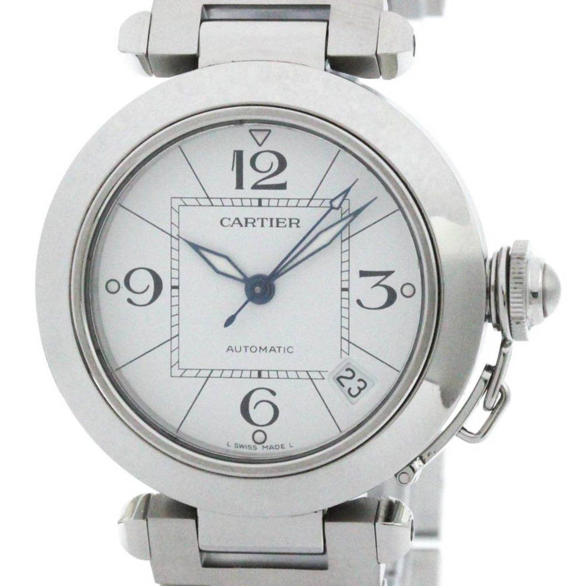 Gebrauchte, polierte Cartier Pasha C Stahl-Automatik-Unisex-Uhr W31074M7 BF580002 