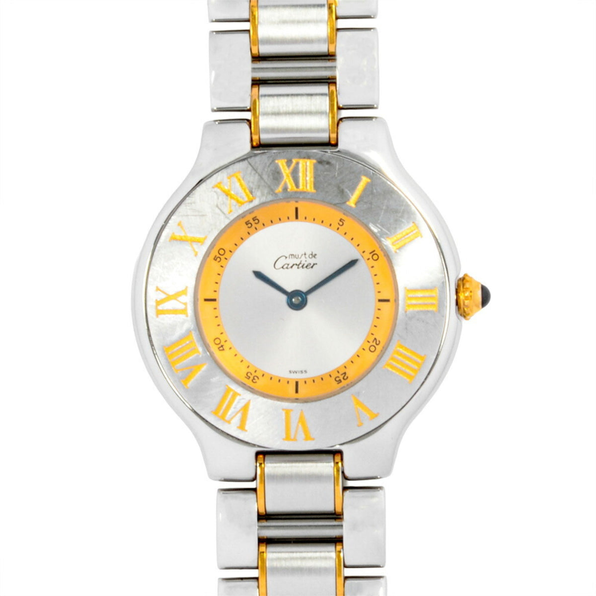 Pre-Owned Cartier 1330 Must 21 Vantianne Quartz Watch with Silver Dial and Stainless Steel for Men