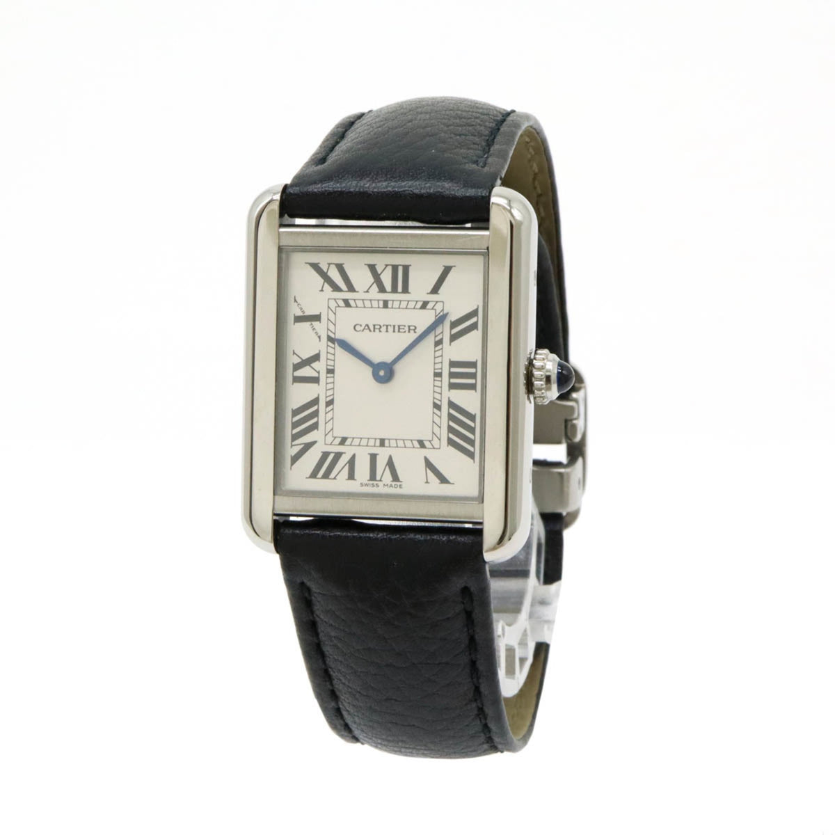 Gebrauchte Cartier Tank Solo SM Quarz-Armbanduhr mit silbernem Zifferblatt, SS WSTA0030 