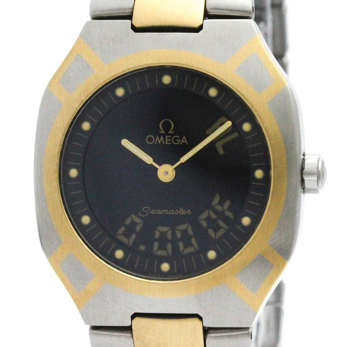 Gebrauchte, polierte OMEGA Seamaster Polaris Analog-Digital-Uhr aus 18 Karat Gold und Stahl BF579628 