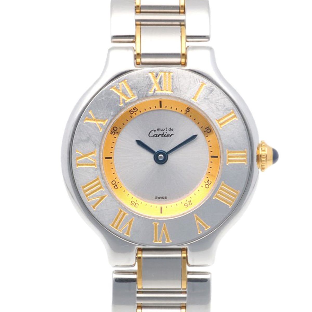 Gebrauchte Cartier Must 21 Uhr Edelstahl 1340 Quarz Damen CARTIER Überholt 