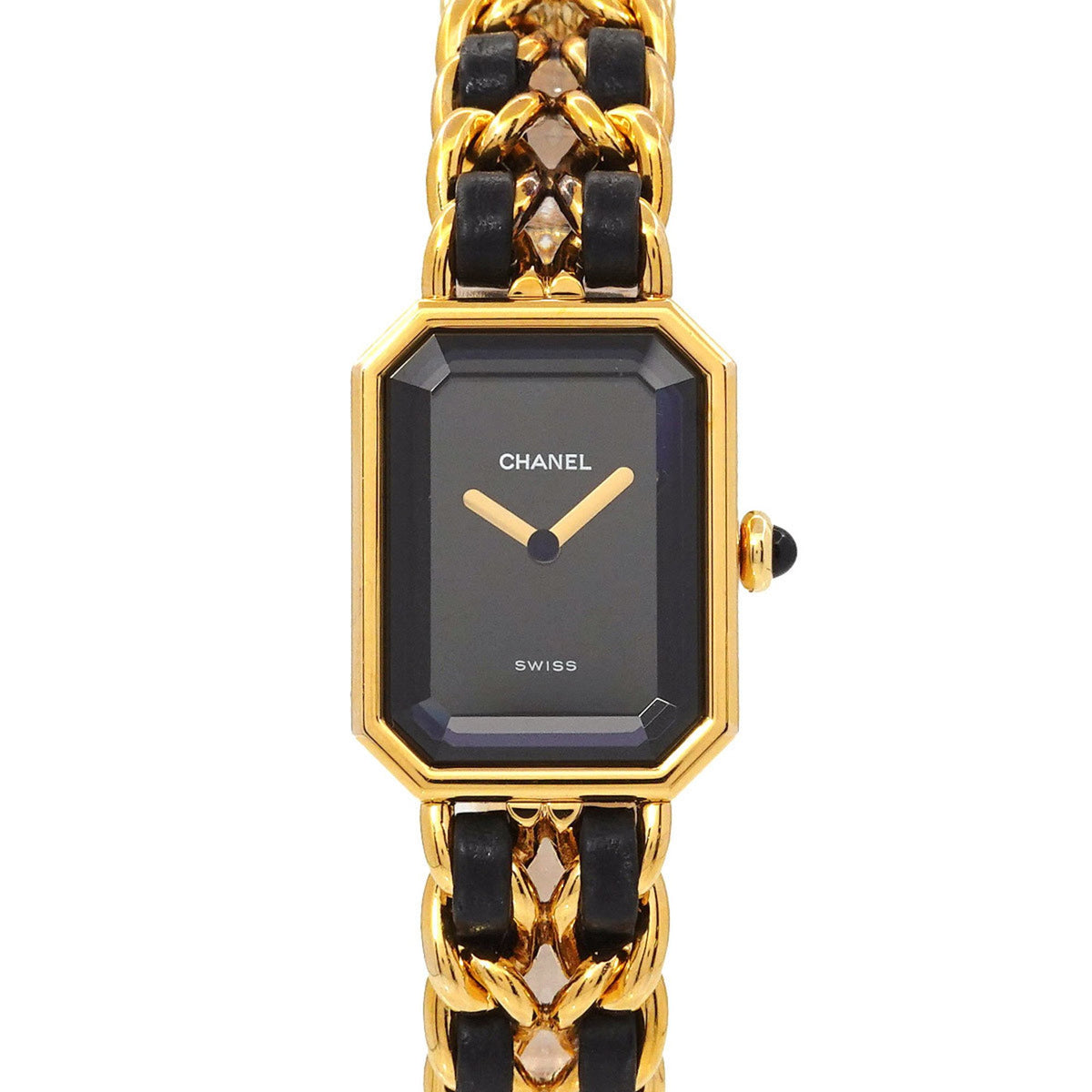 Gebrauchte CHANEL Premiere L Größe H0001 Damenuhr Schwarz Gold Quarz 