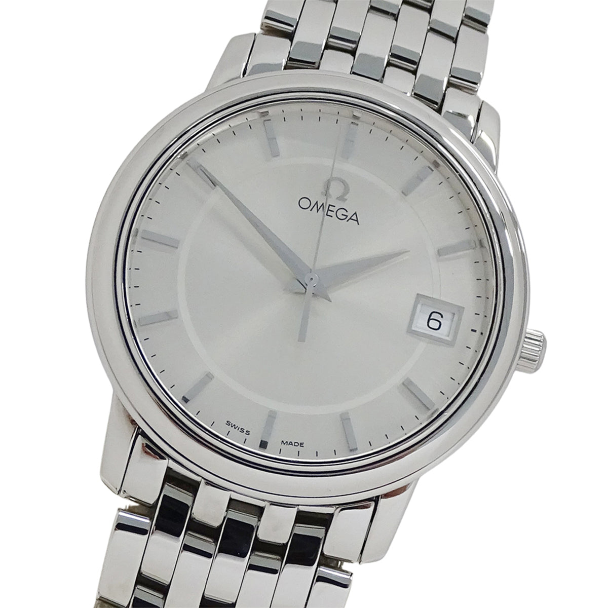 Pre-Owned Omega De Ville Prestige 4510.31 Men's Watch, Brand Name, Date, Quartz, Stainless Steel (SS), Silver