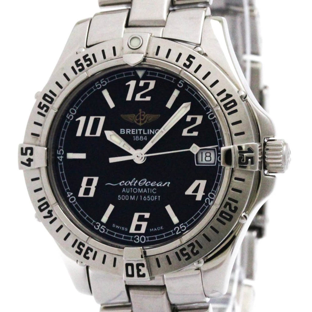 Gebrauchte BREITLING Colt Automatic Steel Automatic Herrenuhr A17350 Poliert 