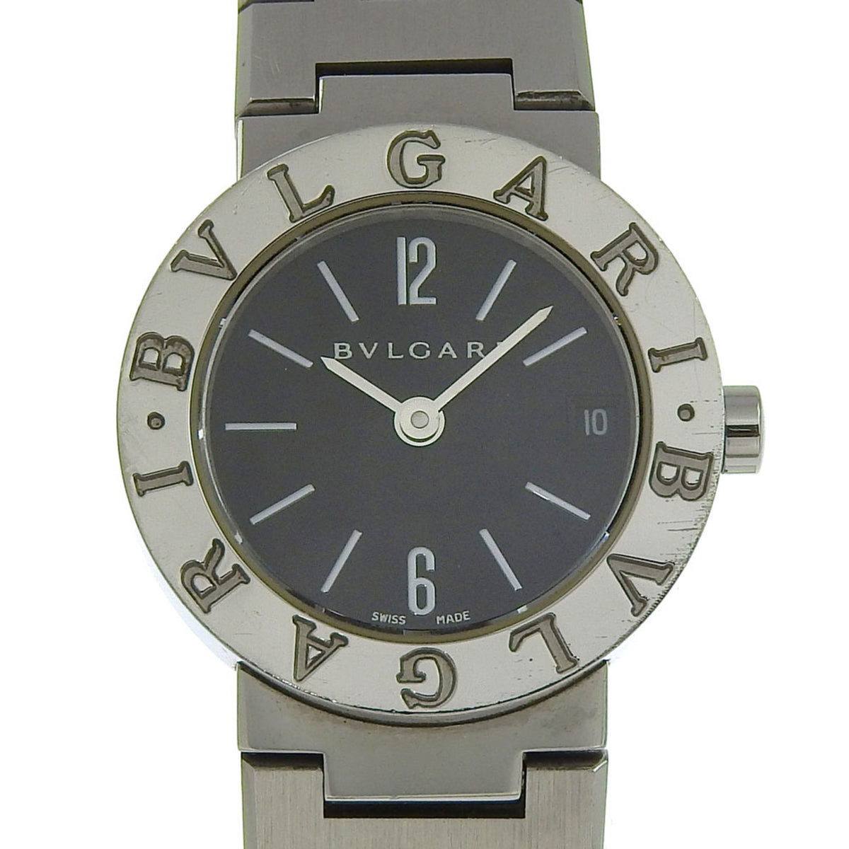 Pre-Owned BVLGARI Bzero1 Watch, BZero1 BB23SS, Stainless Steel, Quartz Movement, Analog Display, Black Dial, Women's