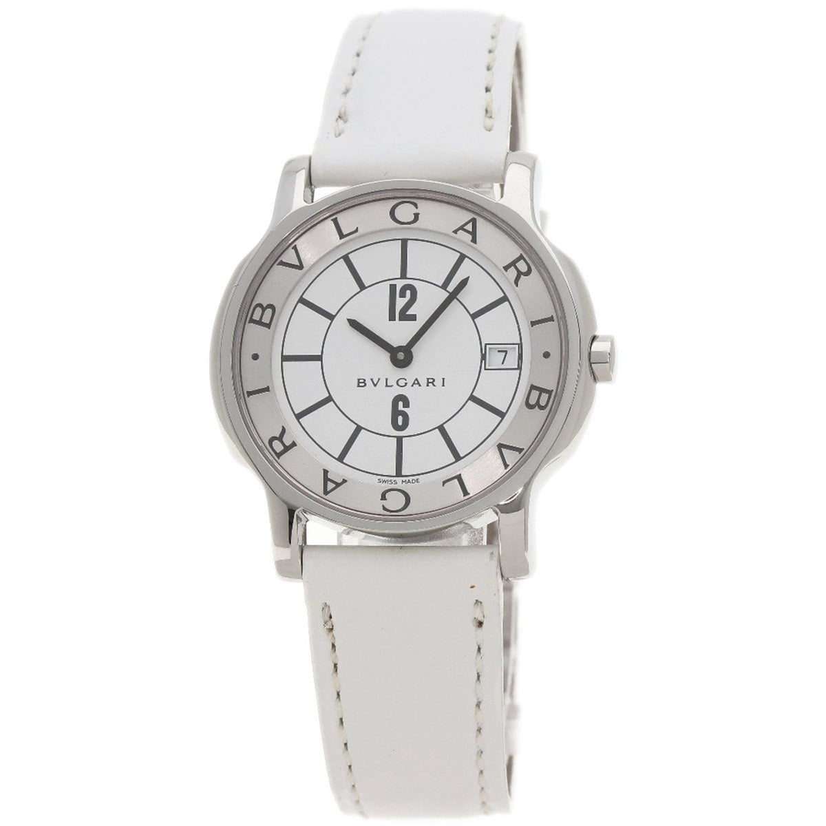 Gebrauchte BVLGARI ST35S Solotempo Uhr Edelstahl Leder Herren 
