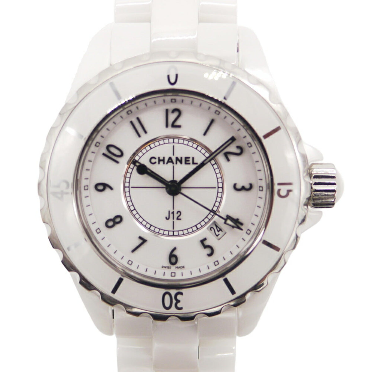 Pre-Owned CHANEL J12 White Ceramic Quartz Watch with Dial H0968
