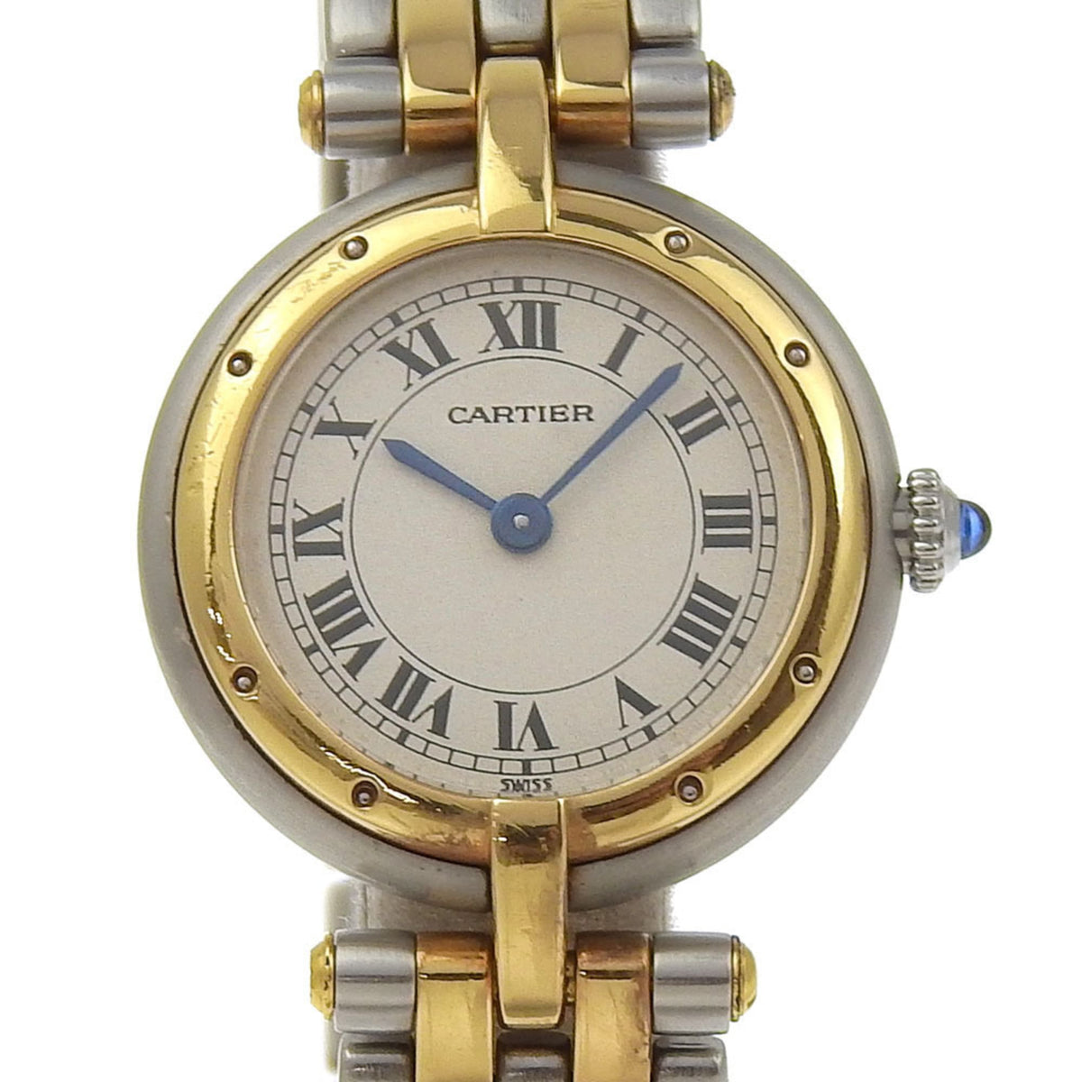 Pre-Owned Cartier Panthere SM Round Watch 2-row Stainless Steel Quartz Analog Display Ivory Dial PANTHERESM Women's